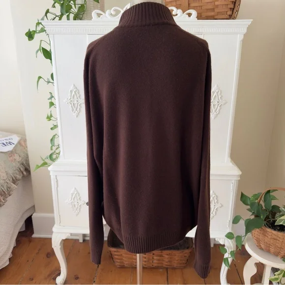 Vintage Made in Italy Brown Cashmere 1/4 Zip - Picture 7 of 9